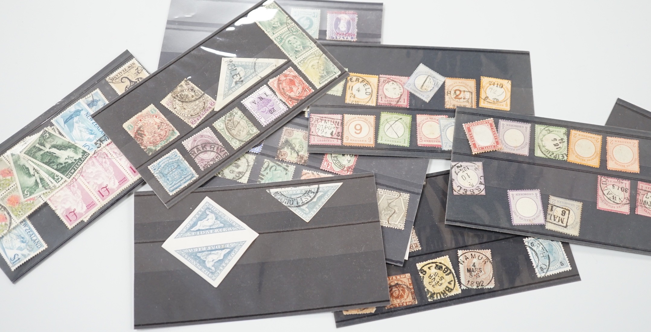 Mixed stamps including Penny Black, Edward VIII 3 shilling booklet, some on stock cards, others mounted